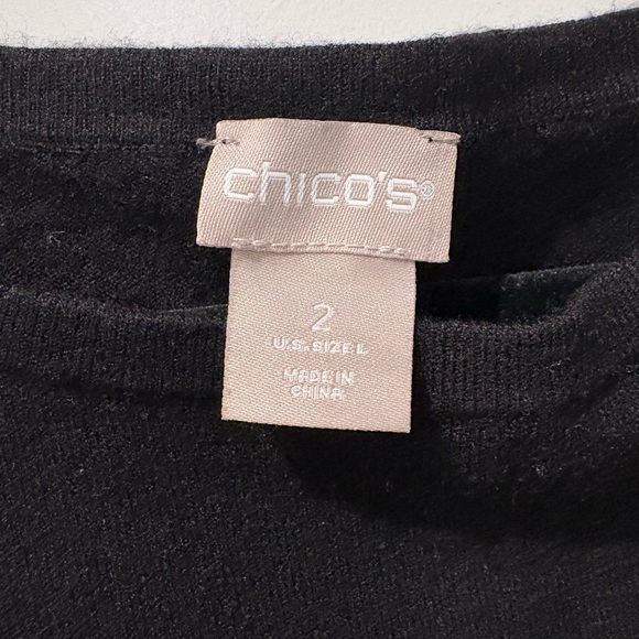 Chico's Black Sweater with White Tag Detail - Picture 2 of 3
